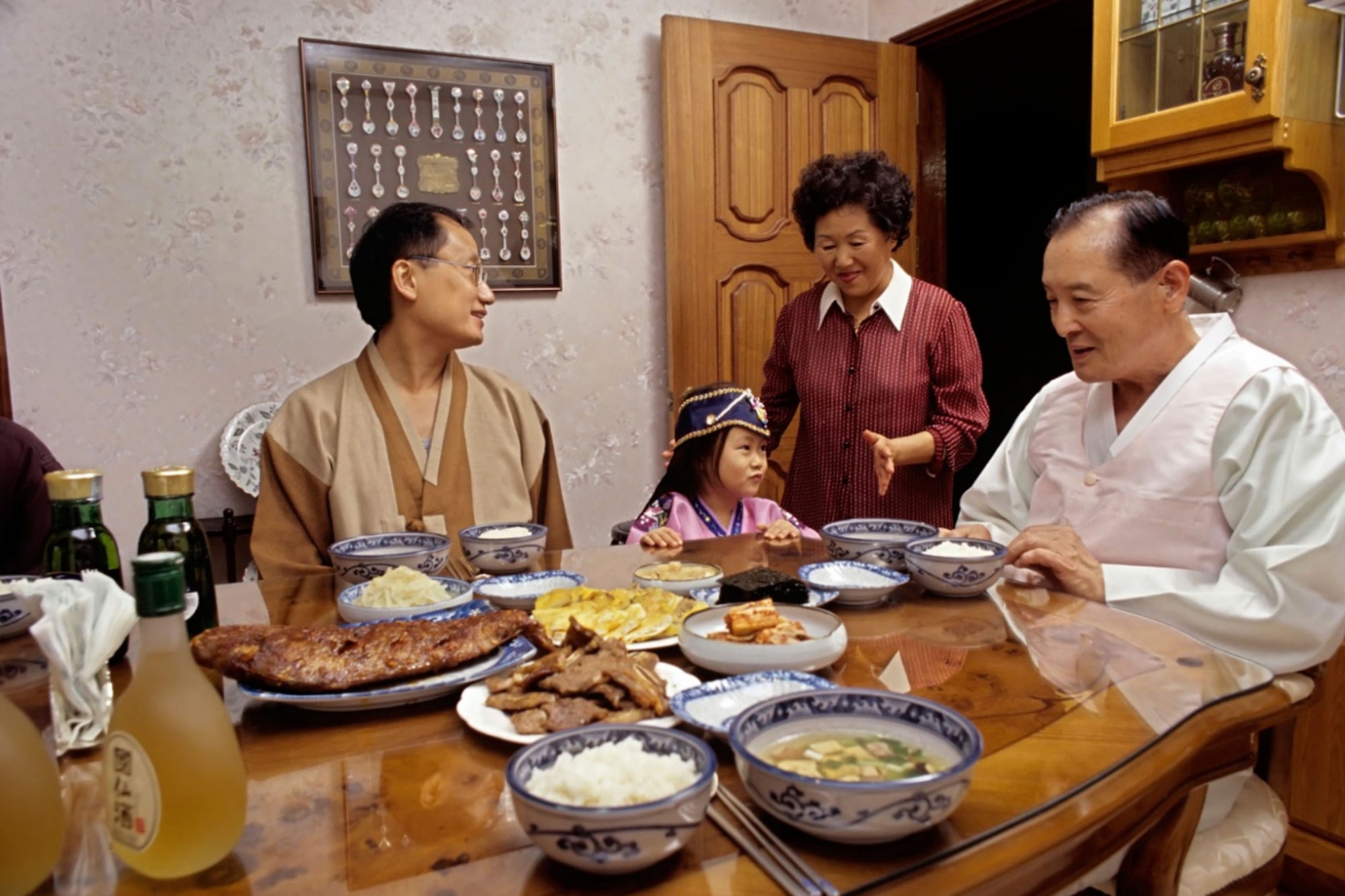 Family at Dinner for Korean Thanksgiving Chuseok